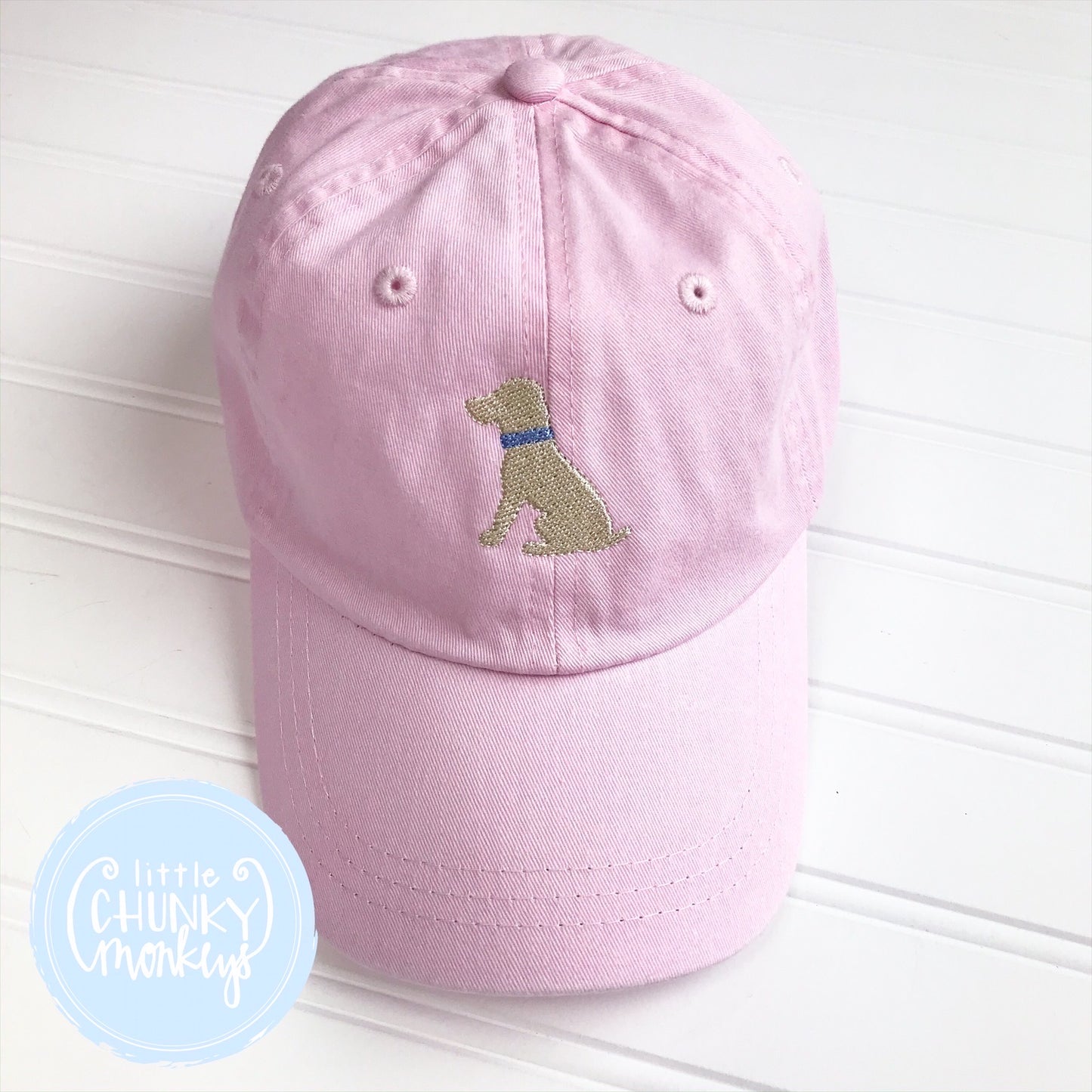 Toddler Kid Hat - Sitting Lab on Light Pink Hat