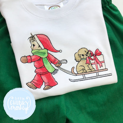 Shirt - Child pulling a dog in a sled