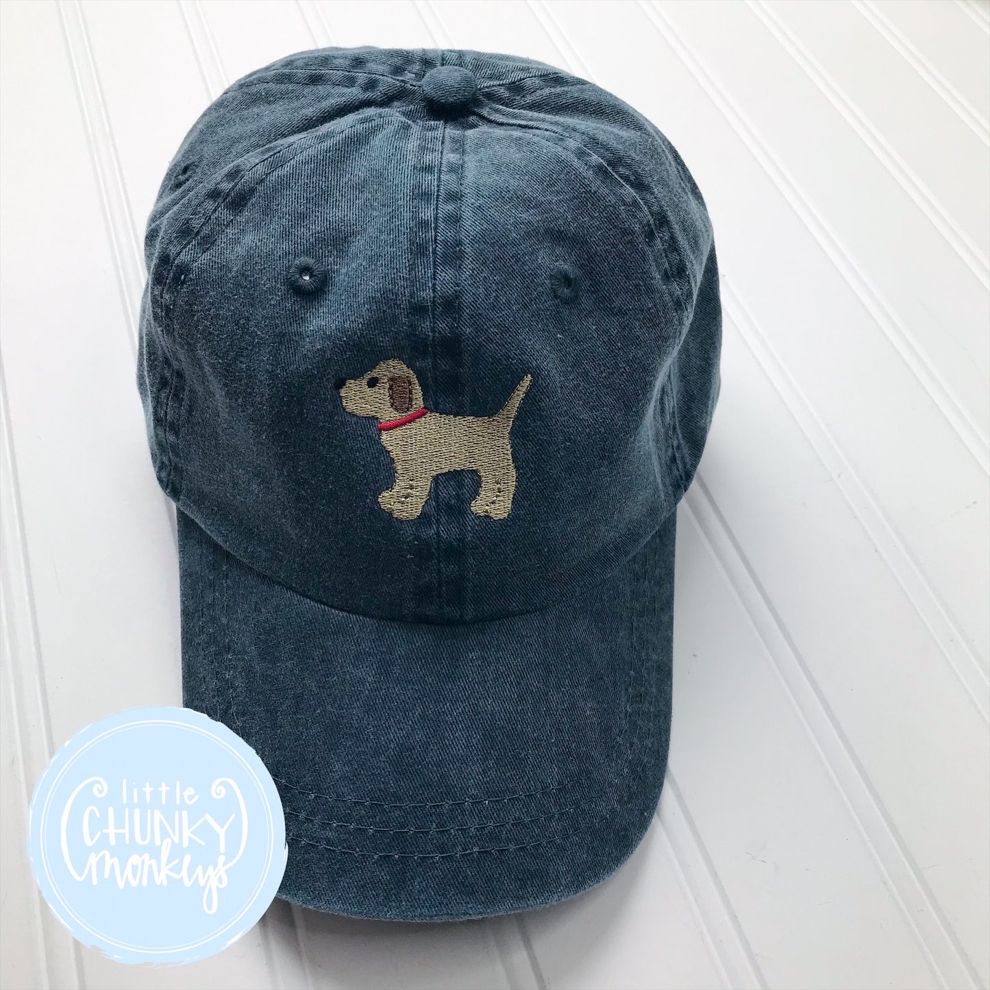 Toddler Kid Hat - Standing Lab Puppy on Navy Hat