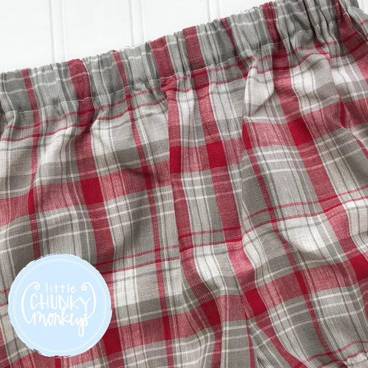Crimson and Grey Plaid Bottoms