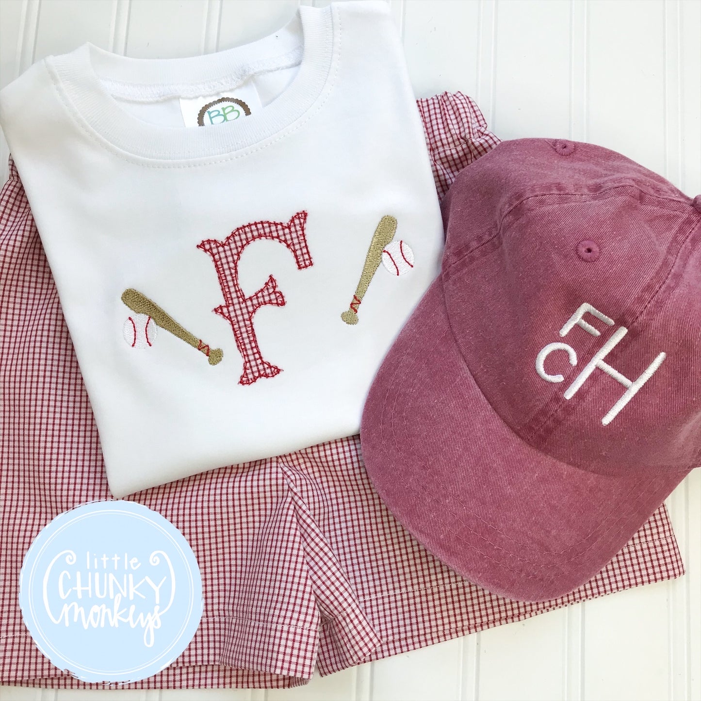 Boy Shirt - Applique Initial with Baseball and Bat