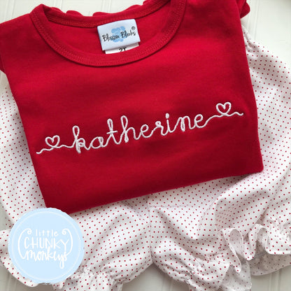 Organic Ruffle Shirt Valentine Heart Embroidery Font