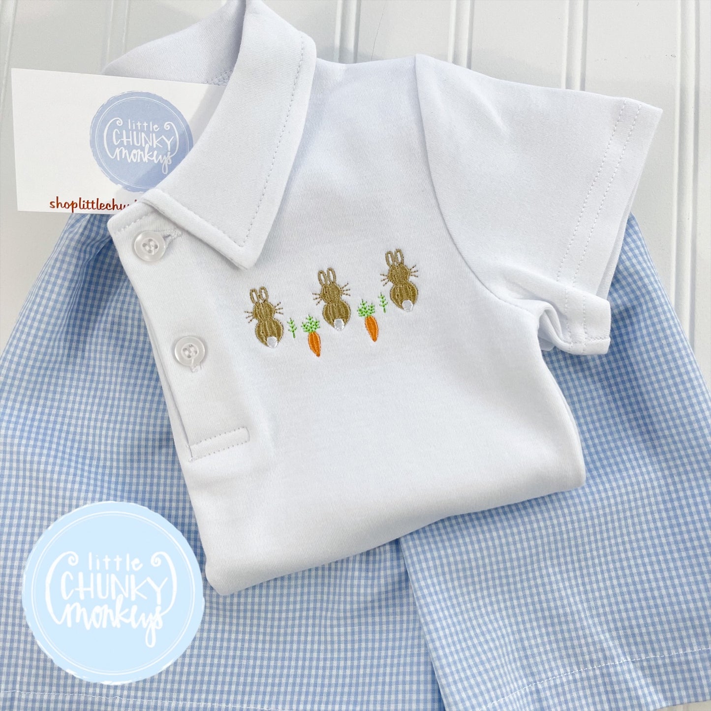 18m Boys Short Sleeve Polo - Bunny Trio