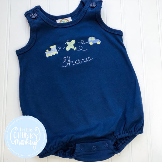 Boy Sun Bubble - Transportation Trio on Navy Sun Bubble