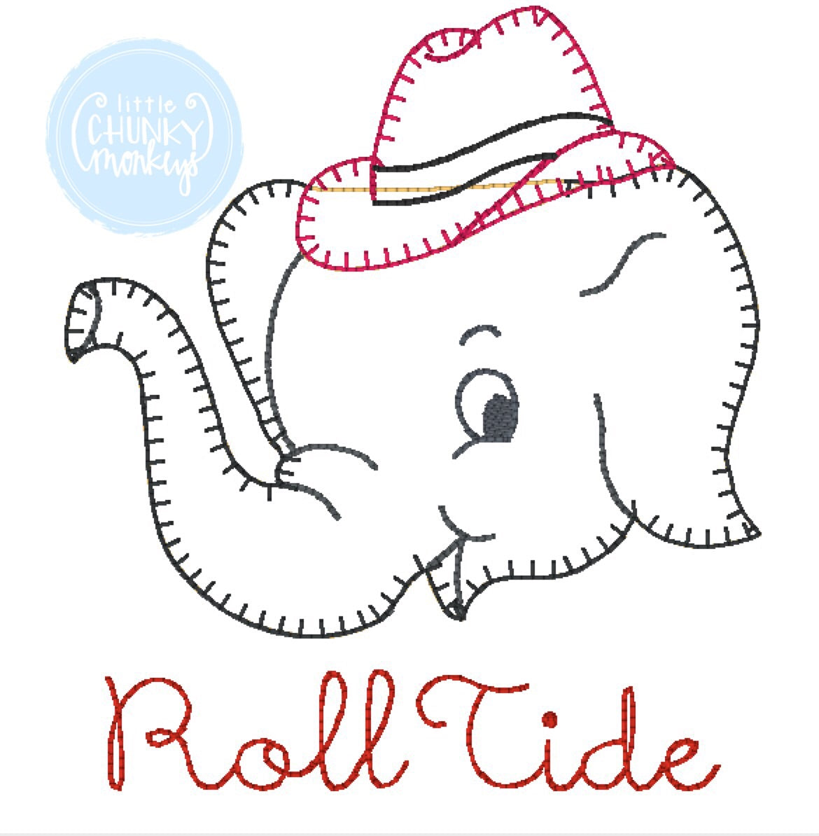 Football Shirt - Elephant Applique with Fedora Hat