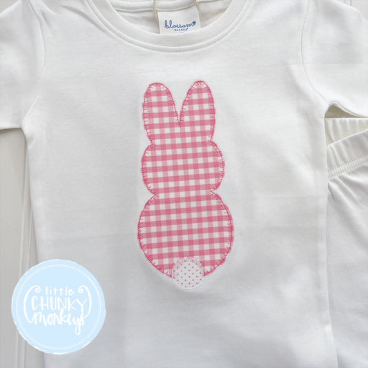 Girl Short Sleeve Fitted Pajamas - Bunny Applique - 4T