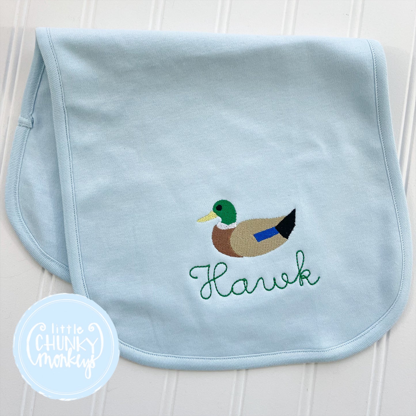 Single Mallard with Name Bib or Burp Cloth