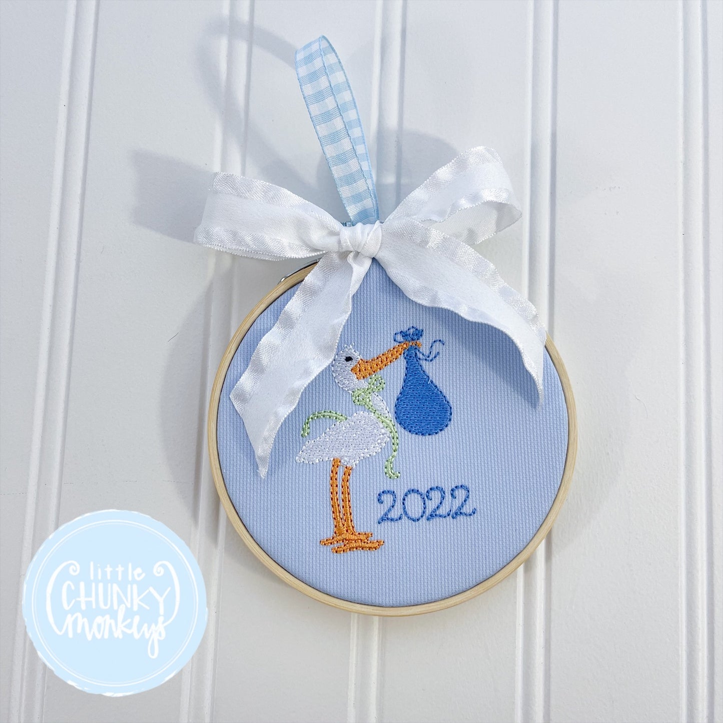 Baby Stork Ornament - Blue
