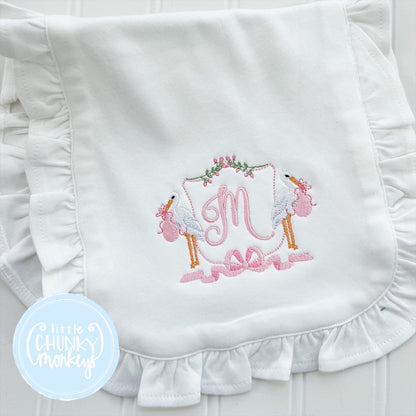 Stork Crest Bib or Burp Cloth