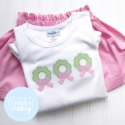 Girl Shirt - Girl Christmas Shirt - Wreath Trio with Bows