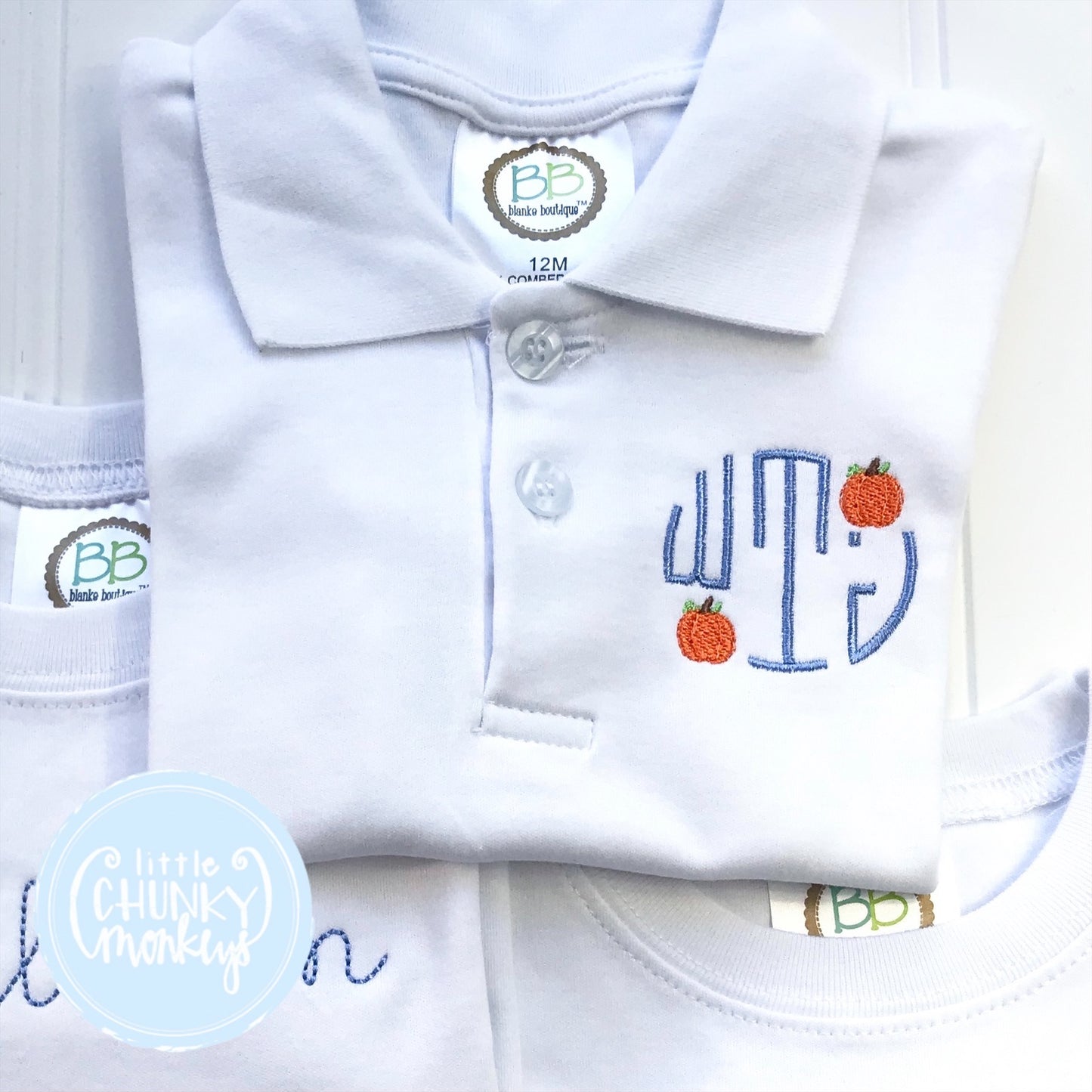 Short Sleeve Pumpkin Polo “wTj” - 12m