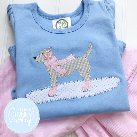 Girl Shirt - Applique Ice Skating Dog